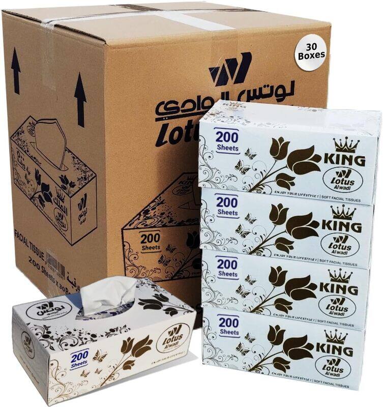 

Al Wadi 200 Sheet Soft Facial Tissues 2 Ply Bundle, 200 x 2 ply (6000 Facial Tissues Total) Family Pack - Lotus Alwadi