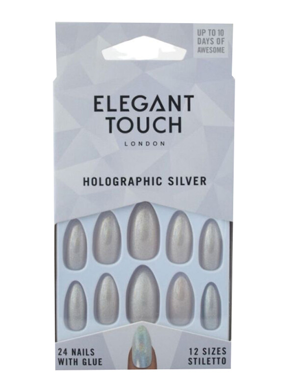 

Elegant Touch Polish Nails, Holographic Silver