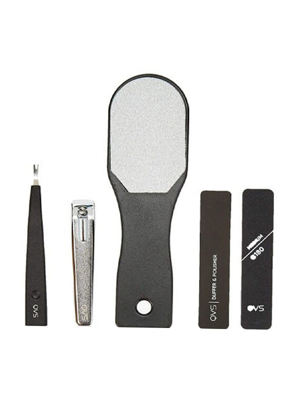 

QVS Pedicure Set, QVS0617540, 5 Piece, Black/Silver