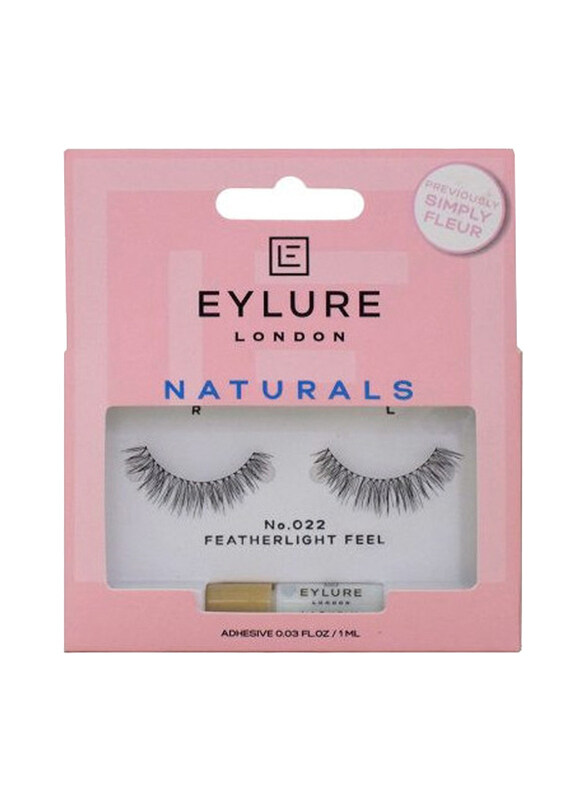 

Eylure London Naturals Eyelashes with Glue, No. 022 Featherlight Feel, Black