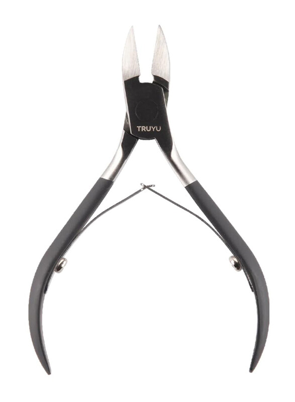 

QVS Truyu Stainless Steel Toenail Nippers with Rubber Grip, Silver/Black