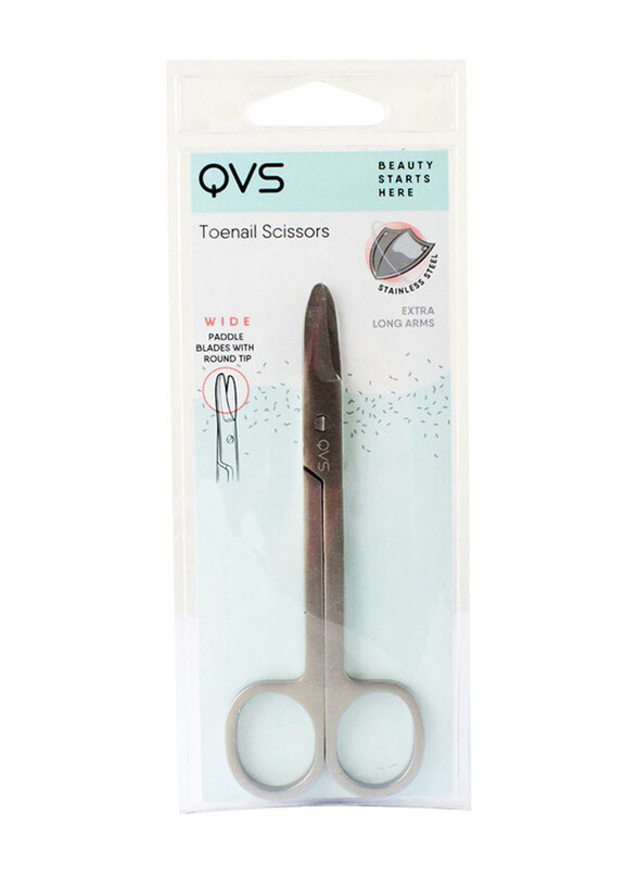 

QVS Truyu Stainless Steel Toenail Scissor with Wide Paddle Blade & Round Tip, Silver