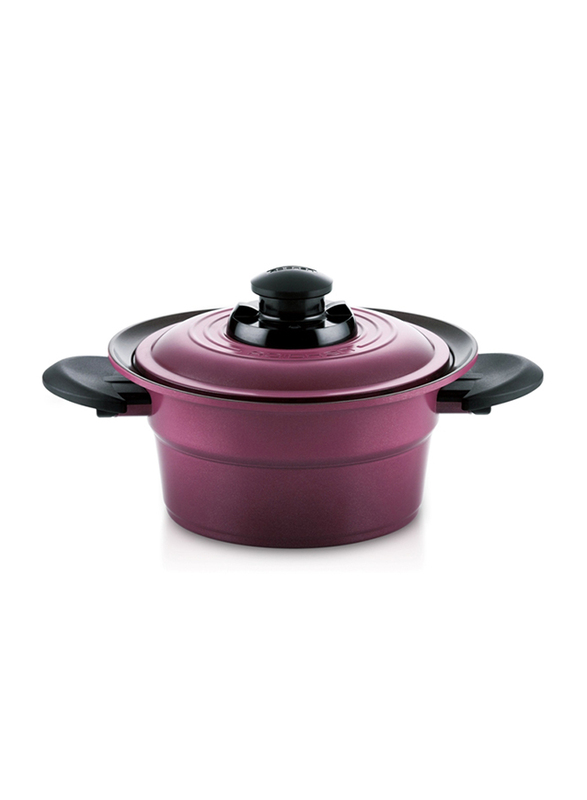 Roichen 2.1 Ltr Round Ceramic Smart Pot Casserole, 1.23 Kg, 38x30.5x12.5cm, Violet