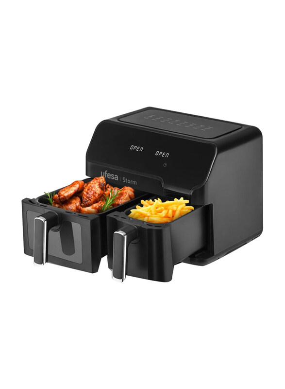

Ufesa 9L Oil-Less Air Fryer with 2 Buckets & 8-Programmes & Digital Control, 2700W, Storm, Black