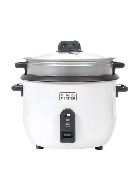 

Black+Decker 2.8L Cup Rice Cooker, 1100W, RC2850-B5, White/Black/Silver