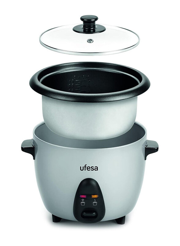 

Ufesa 1L Jasmin Rice Cooker with Glass Lid & Removable Non-Stick Cooking Tray, 400W, AR4010, Grey