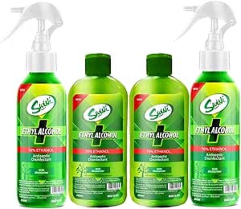 

Swish Super Sanitizer Ethyl Alcohol 70% With Moisturizer 250 ml - Pack of 4 (2 Sprays & 2 Liquid )