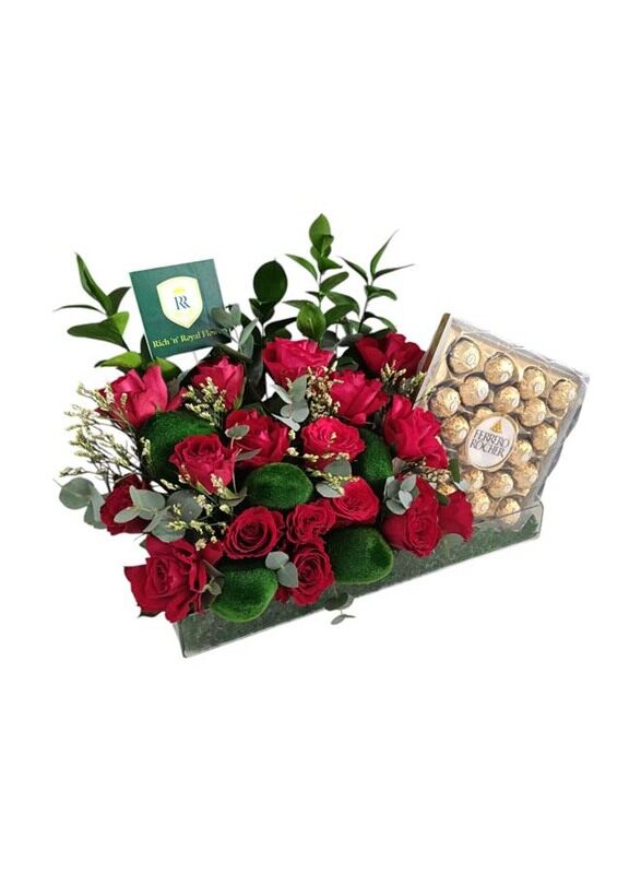 

Rich n Royal Flowers Crimson Roses Golden Indulgence, Red