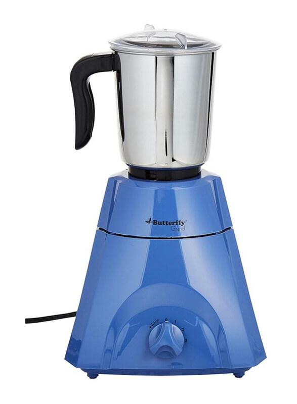 

Butterfly 2 In 1 2 Jars Indian Mixer Grinder Juicer Grand with 3 Speed Control, 550W, Blue