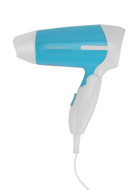 

Olsenmark Foldable Travel Hair Dryer with 2 Speed Control, Overheat Protection, OMH4101, Blue/White