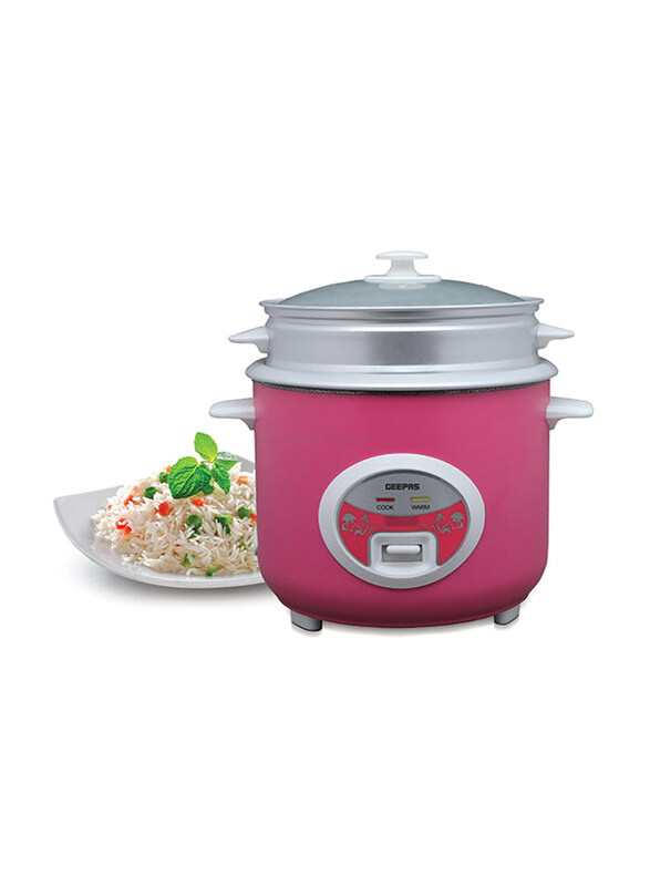 

Geepas Non-Stick Inner Pot Deluxe Ricer Cooker, GRC4329, Pink/Silver