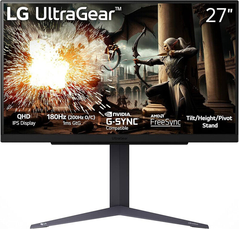 

LG 27inch 27GS75Q-B Gaming Monitor UltraGear 180Hz Refresh Rate