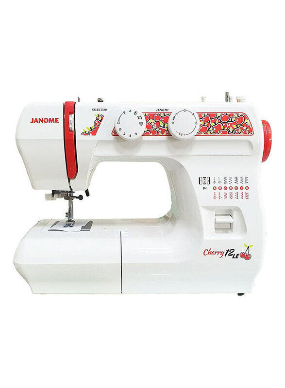 

Janome Cherry 12 LE Sewing Machine, 12 Stitches, White/Red