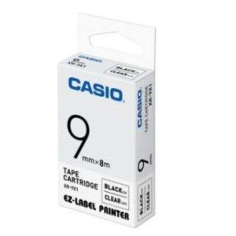 

Casio XR-9X1 Tape Cassette, 9mm X 8mm, Black on Clear