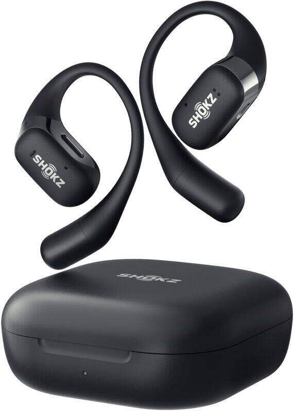 

SHOKZ OpenFit Open-Ear True Wireless Bluetooth Headphones with Microphone, Earbuds with Earhooks, Sweat Resistant, Fast Charging, 28HRS Playtime, Blac