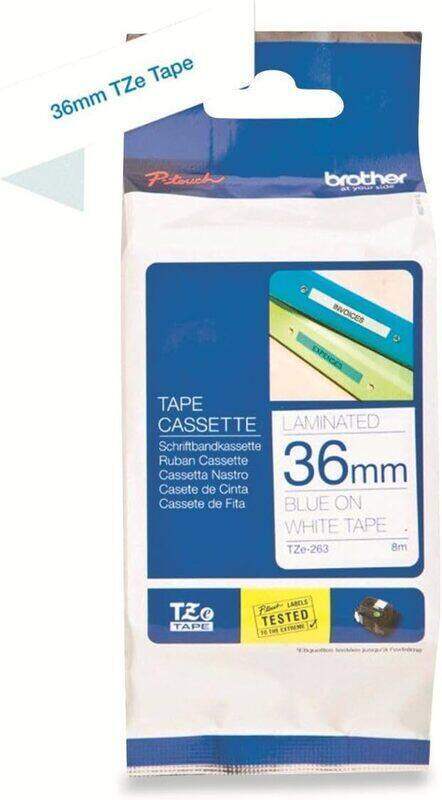

Brother TZe-263 36mm Blue on White Laminated Label Tape