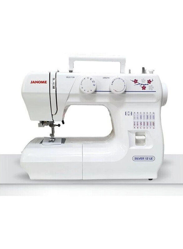 

Janome Silver 12 LE Sewing Machine with Hard Cover, White