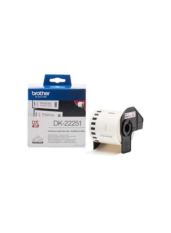 

Brother DK-22251 62mm Continuous Paper Label Roll Printer, Black/Red