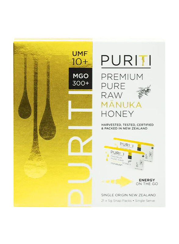 

Puriti Premium Pure Raw Manuka Honey Snap Packs, UMF 10+, MGO300+, 105g