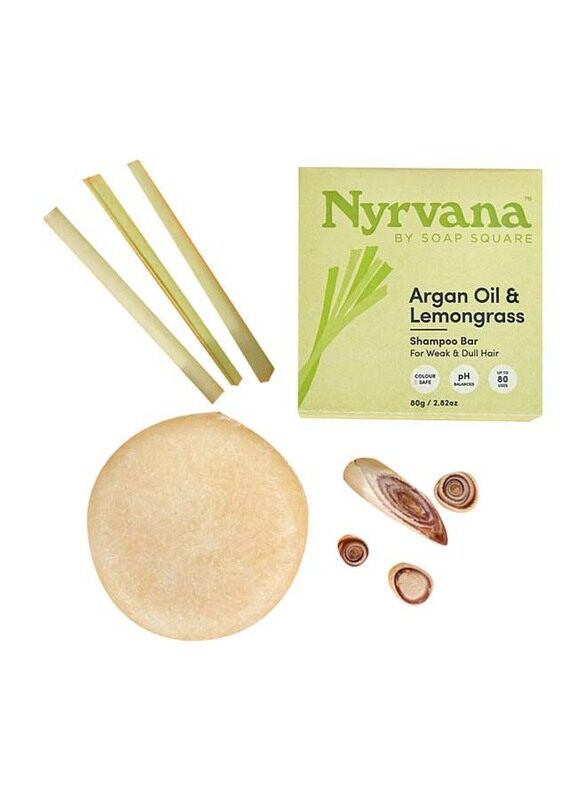 

Nyrvana Argan Oil & Lemongrass Shampoo Bar for All Hair Types, 80gm