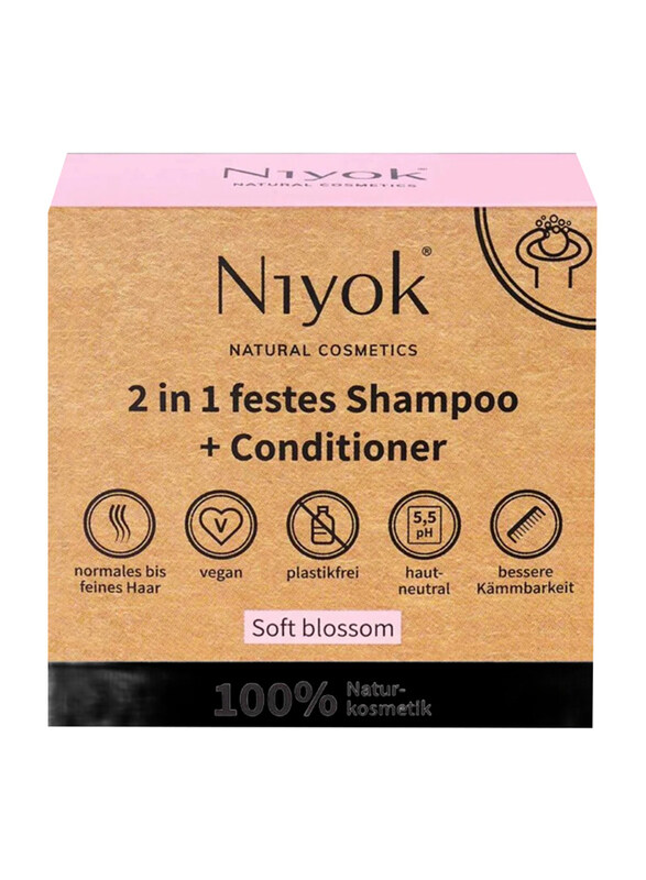 

Niyok 2 in 1 Festes Shampoo Bar + Conditioner with Soft Bloosom for All Hair Types, 80gm