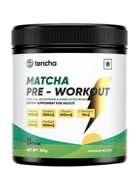 

Tencha Neutriog Matcha Pre-Workout Dietary Supplements, 180gm, Japanese Matcha
