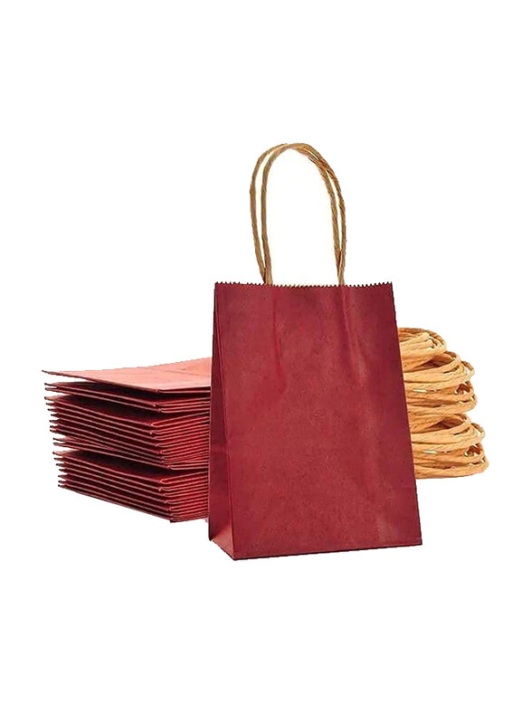 

Markq 24-Piece Small Kraft Paper Gift Bags with Handles, 15x11x6cm, Maroon