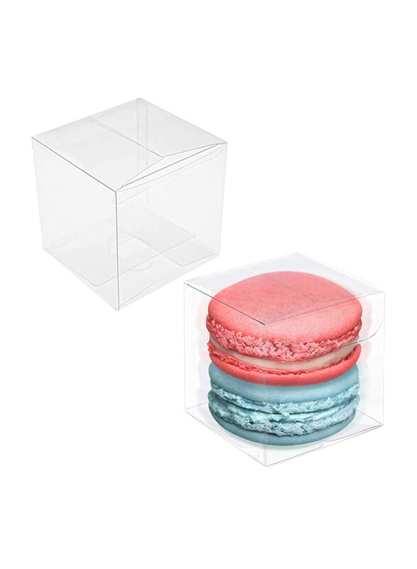 

Markq 12-Piece PVC Favor Boxes, 8x8x8cm, Clear/Gold