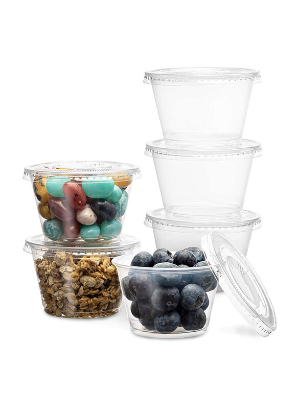 

Markq 4oz Plastic Disposable Portion Cups with Lids, 100 Pieces, Clear