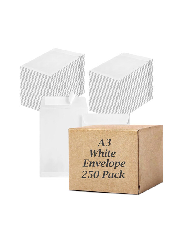 

Markq Self Sealing Mailing Envelope, 250 Pieces, 100 GSM, A3 Size, White