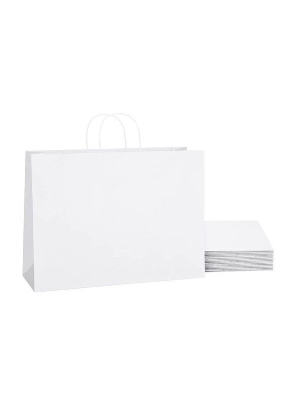 

Markq Paper Bags with Handles, 43 x 40 x 14cm, 12 Pieces, White