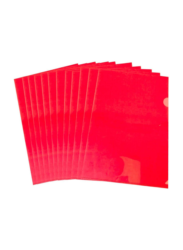 

Markq A4 Plastic L-Type Folders, 12 Piece, Red