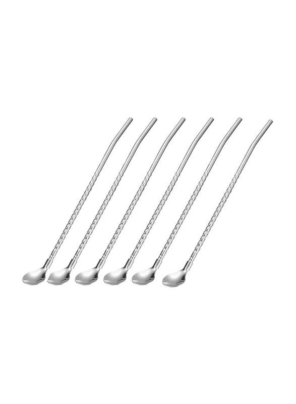 

Markq 6-Piece Stainless Steel Spoon Straws, Silver