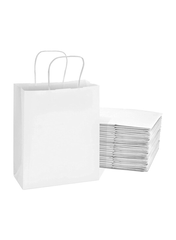 

Markq Paper Bags with Handles, 27 x 22 x 11cm, 12 Pieces, White