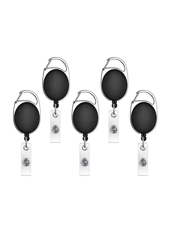 

Markq Retractable Badge Holder with Reel Clip, 5 Piece, Black