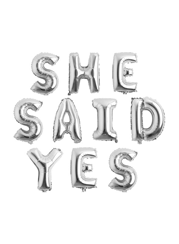 

Markq She Said Yes Balloons Banner, 16 Inch, Silver