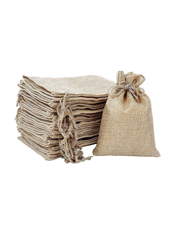 

Markq Burlap Bags with Drawstring, 10 x 14cm, 12 Pieces, Beige
