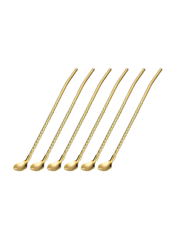 

Markq 6-Piece Stainless Steel Spoon Straws, Gold