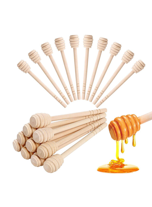 

Markq Wooden Honey Dipper Sticks, 15cm, 12 pieces, Beige