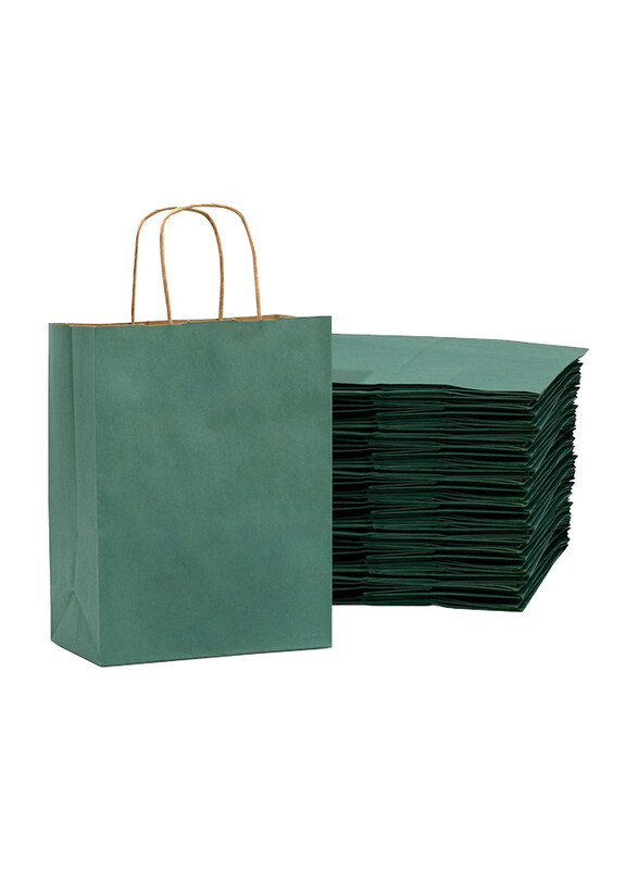 

Markq Paper Bags with Handles, 27 x 22 x 11cm, 12 Pieces, Dark Green
