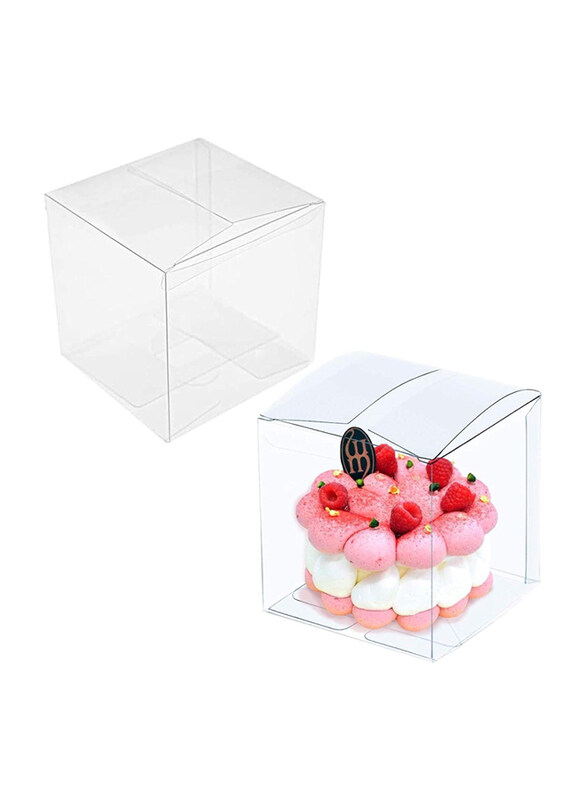 

Markq 12-Piece PVC Favor Boxes, 8x8x8cm, Clear/Silver