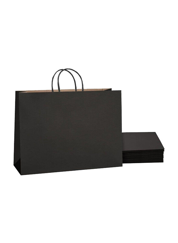 

Markq Paper Bags with Handles, 43 x 40 x 14cm, 12 Piees, Black