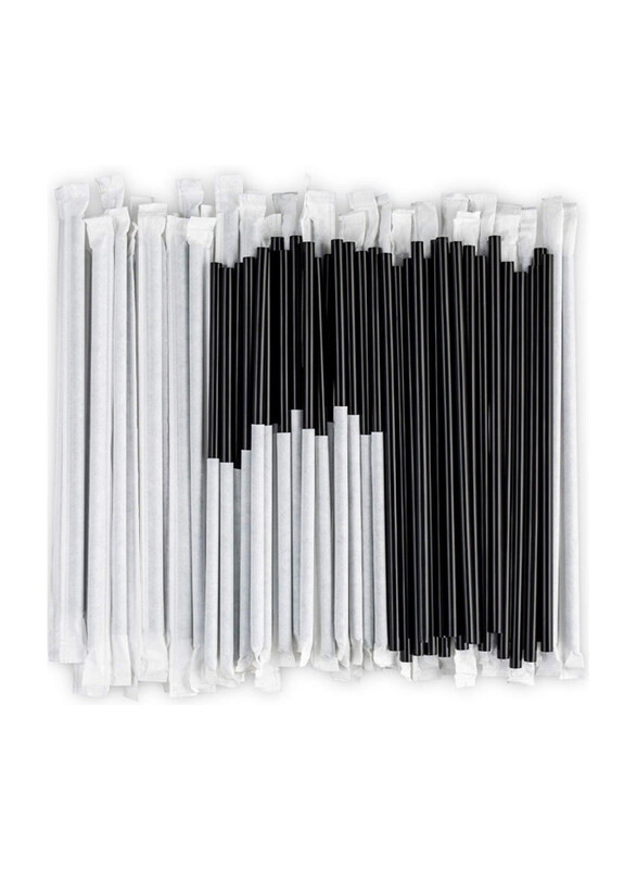 

Markq 24cm 250-Pieces Disposable Plastic Drinking Straws with Long Individually Wrapped, Black