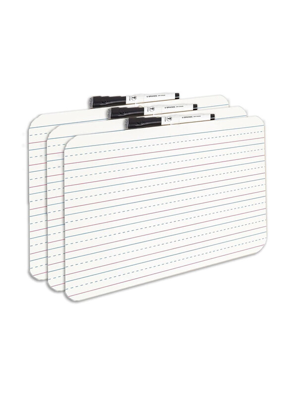 

Markq Lined Dry Erase White Board, A4, 3 Pieces, White