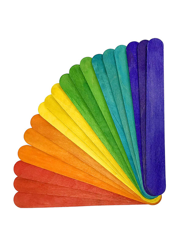 

Markq 50-Piece Colored Popsicle Wooden Craft Sticks for Ice Cream Lollipop Waxing Resin Stirring Kids Art Supplies, 6 Inch, Multicolour