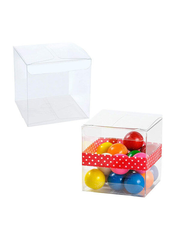 

Markq 12-Piece PVC Favor Boxes, 10x10x10cm, Clear/Silver