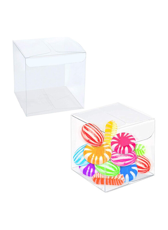 

Markq 12-Piece PVC Favor Boxes, 12x12x12cm, Clear/Silver