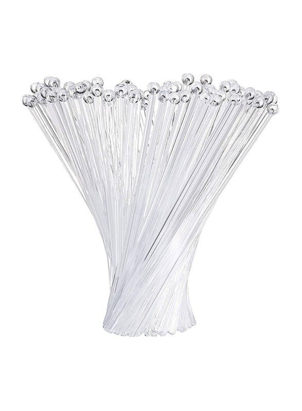 

Markq 18cm 100-Pieces Disposable Plastic Round Top Swizzle Sticks, Clear
