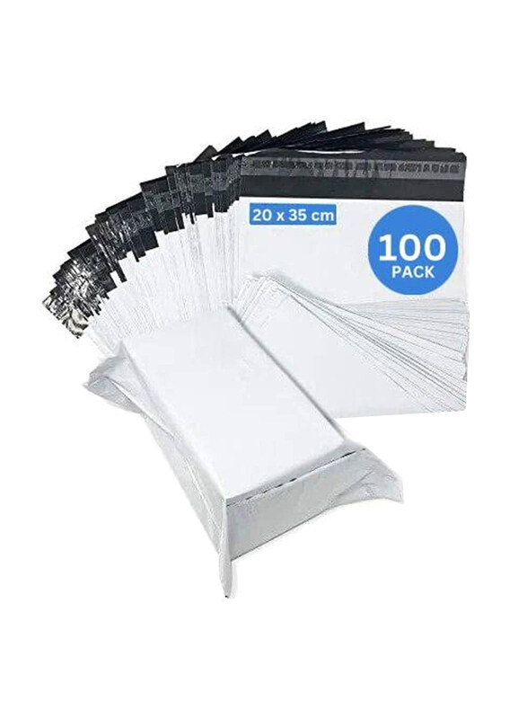 

Markq Poly Mailers Bags, 20 x 35cm, 100 Piece, White