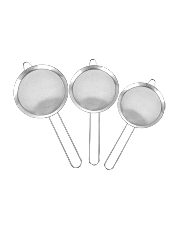 

Markq 3-Piece Stainless Steel Fine Mesh Tea Strainer with Handle, Silver